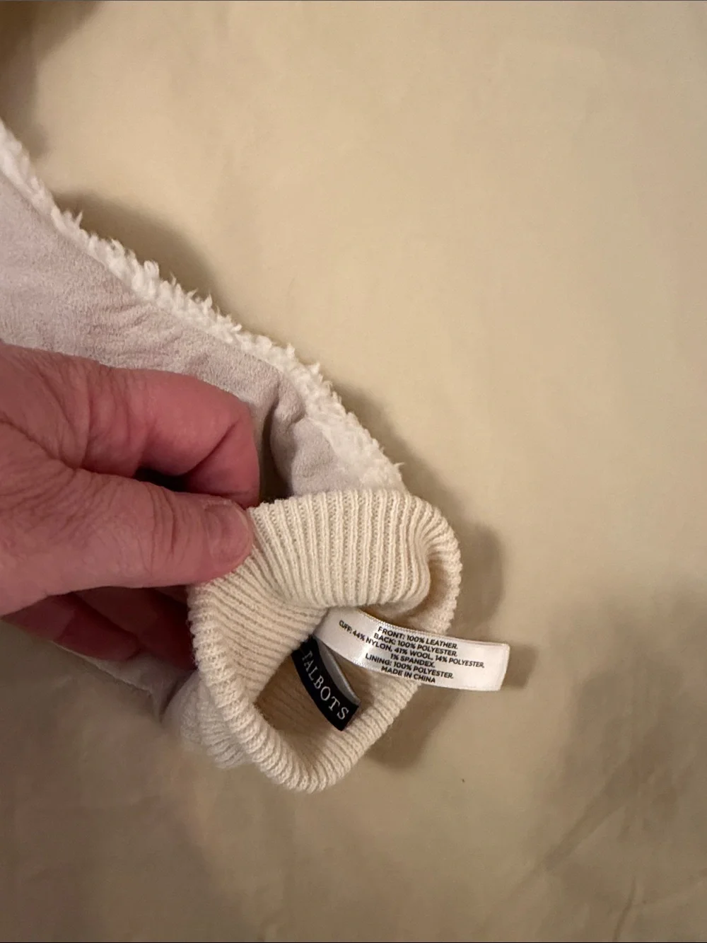 Talbots Cream Sherpa Mittens - Cozy Plush Pair